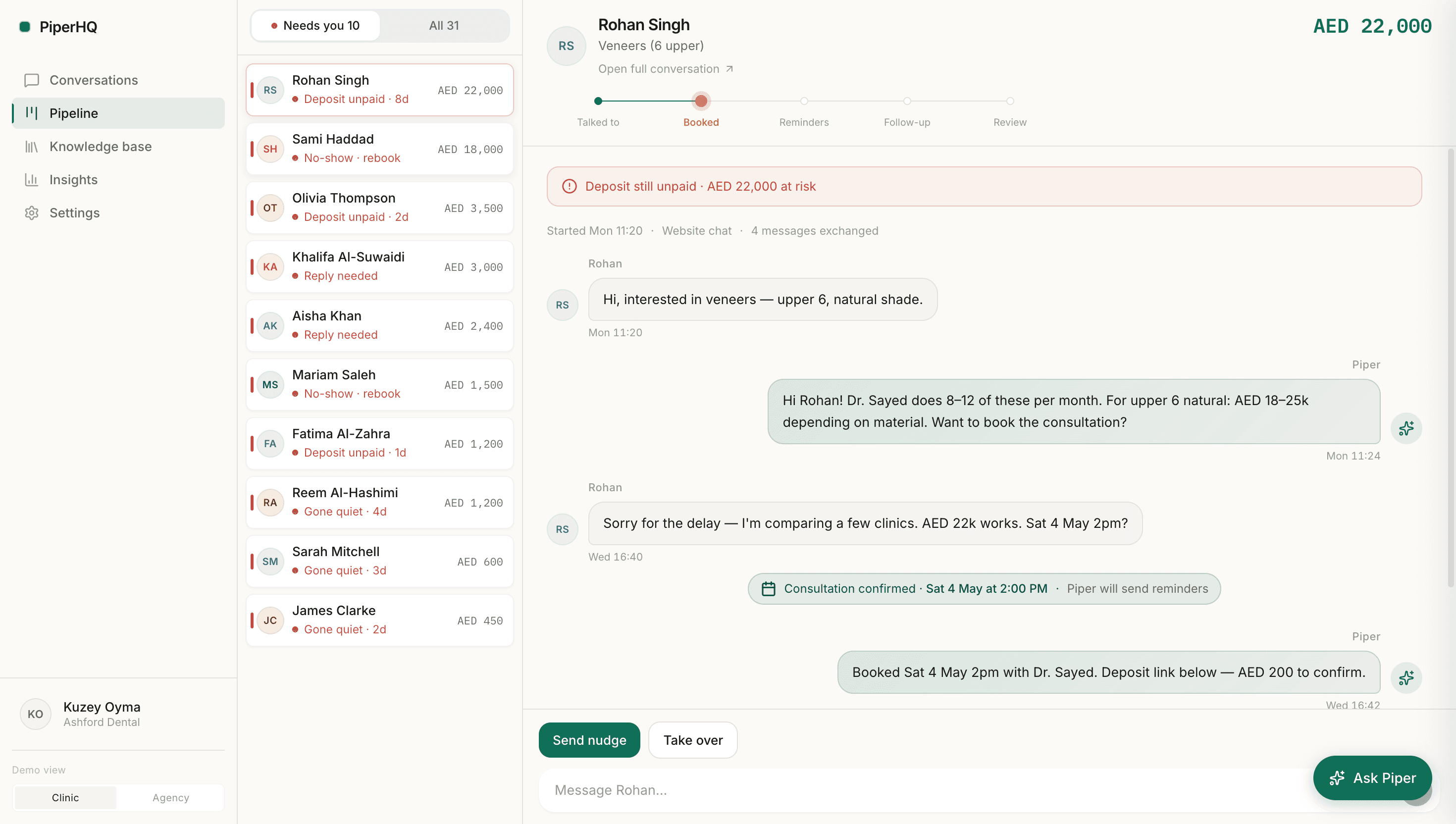 Patient journey pipeline in the Piper platform